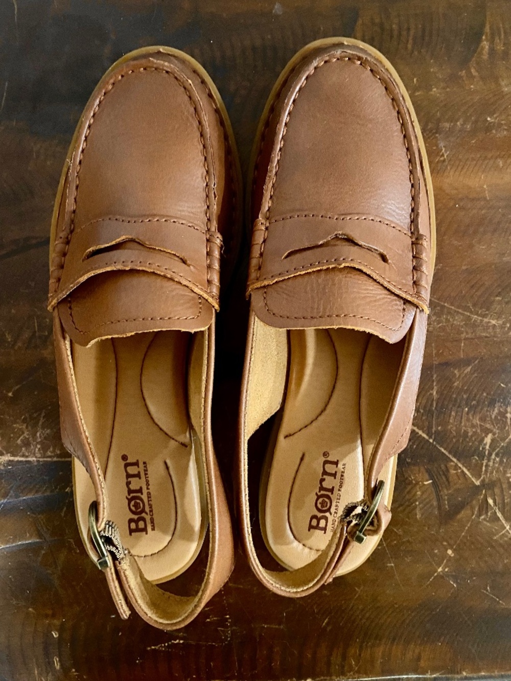 Born NEVER WORN brown leather loafer mule 8